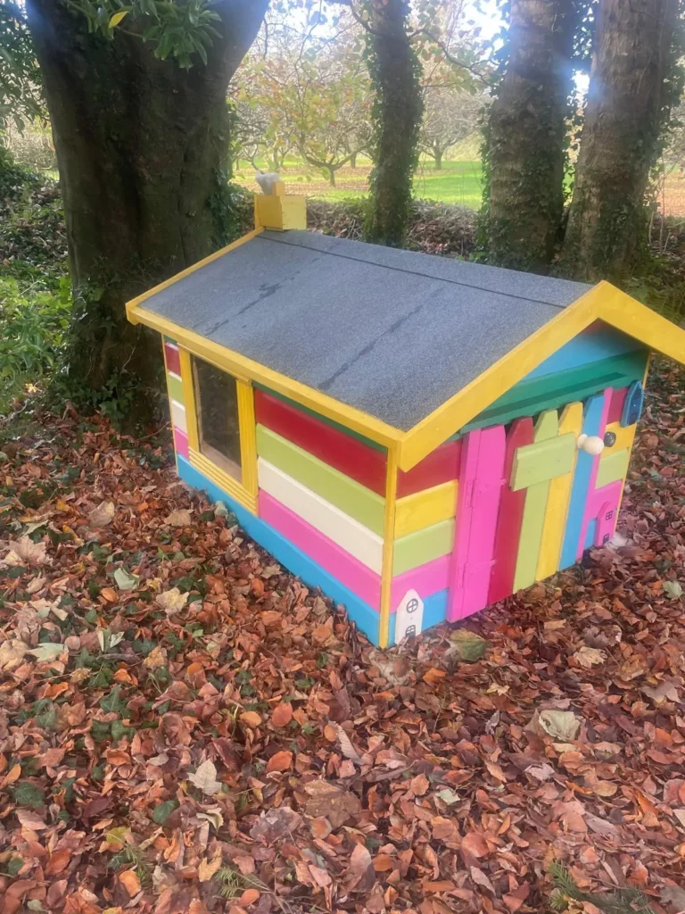 Colourful kids playhouse as part of Carriglea woodland walk 